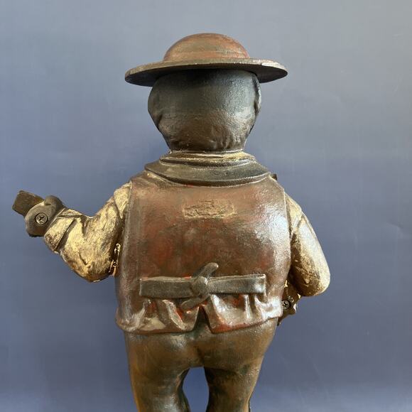 VTG Cast Iron Banjo Player Clock Figurine-16.5″ Tall-Glass Eyes-Black Americana - Picture 5 of 10